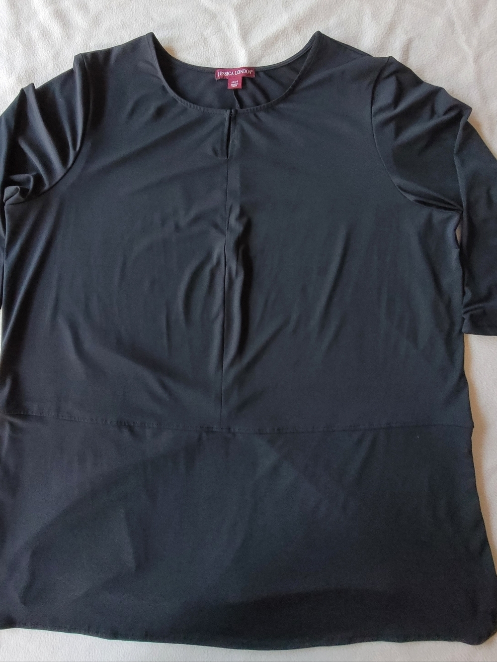 Jessica London Black Short Sleeve Crewneck Tunic  Top Size 18/20
